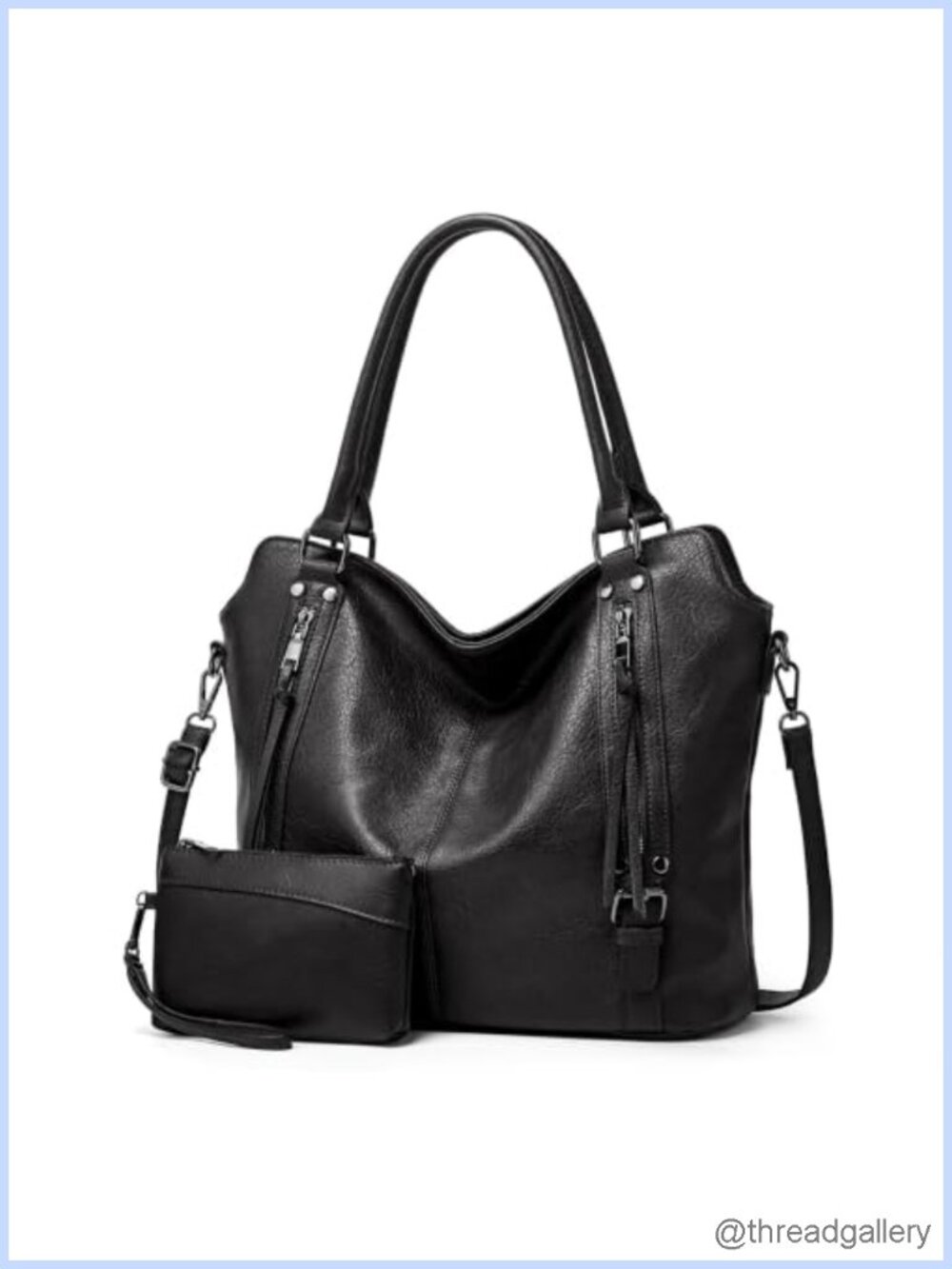 TANTOMI Large PU Leather Shoulder Handbag Tote Work Travel